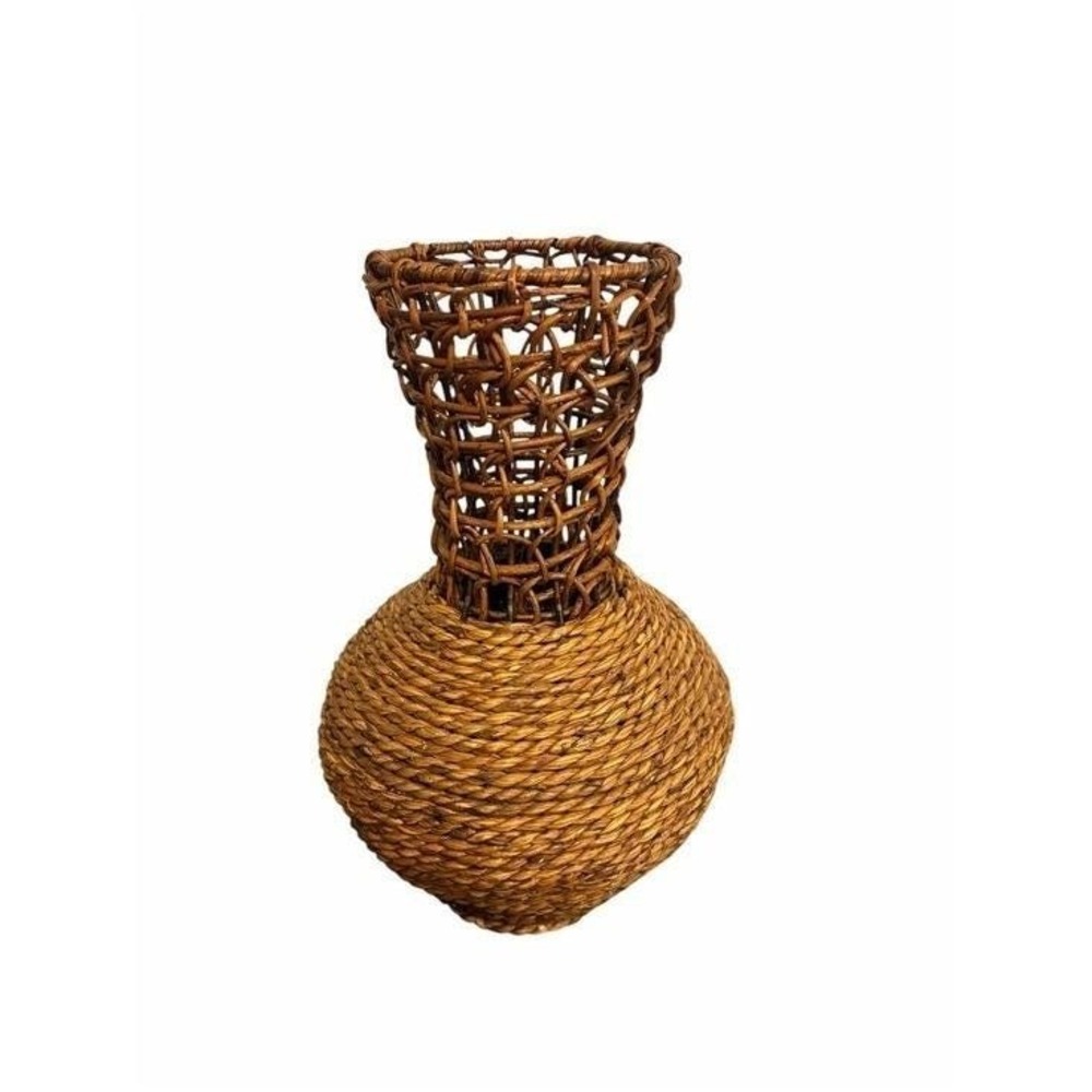 American Rope & Reed Handwoven Vase MCM - Picture 3 of 4